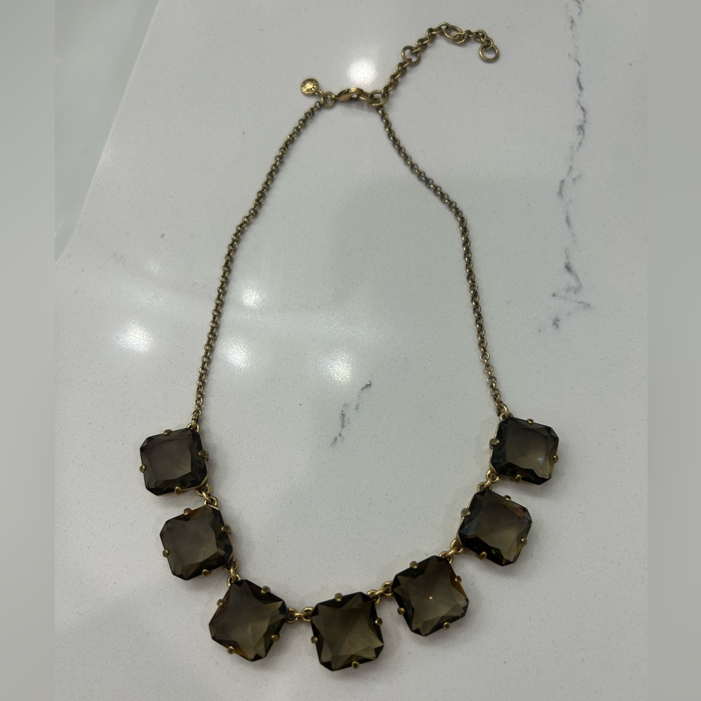 J Crew Black Crystal Statement Necklace 32$